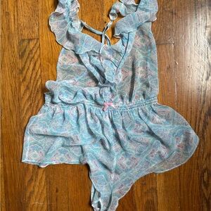 Victoria’s Secret Ruffled Paisley bodysuit - Blue and Pink
